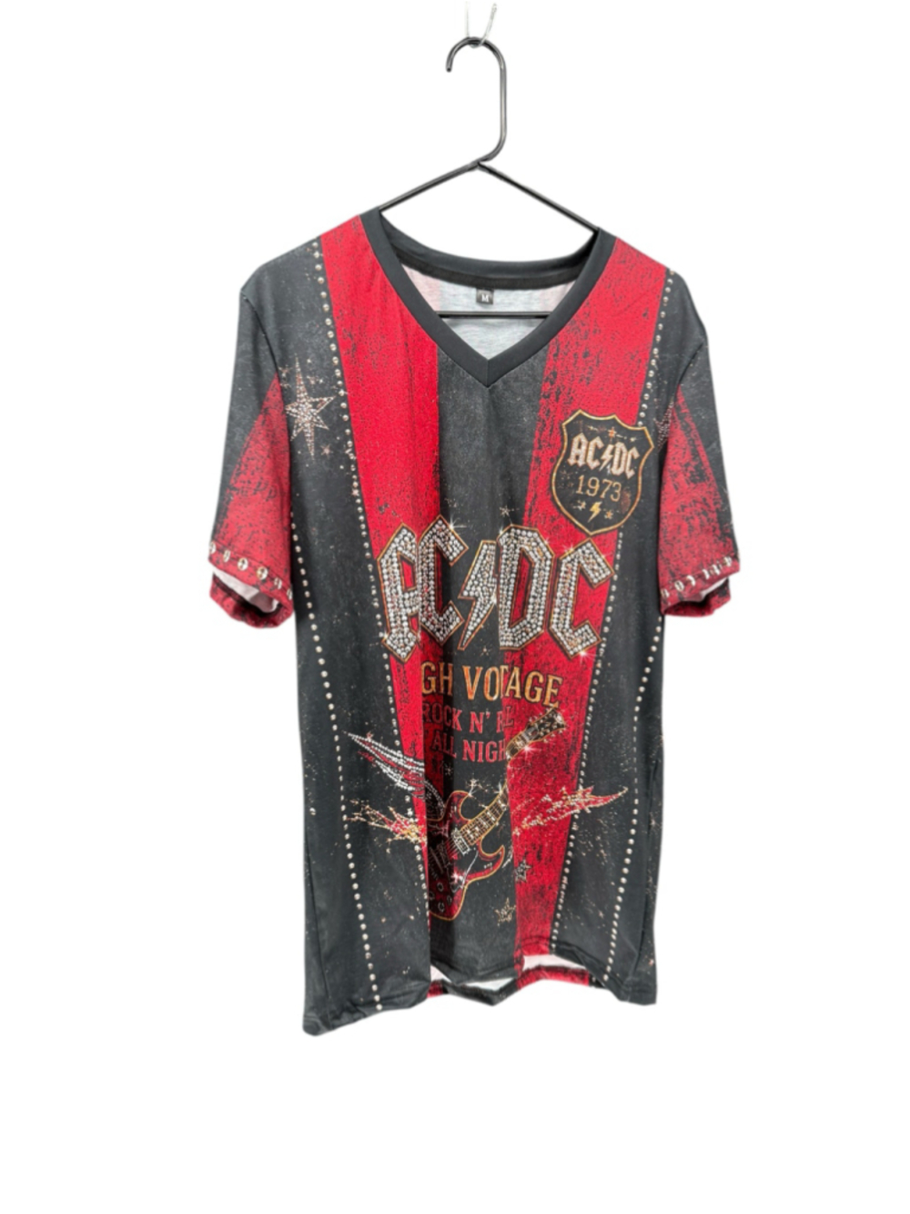 Women's AC/DC Graphic Short Sleeve Tee, Black and Red, Size M